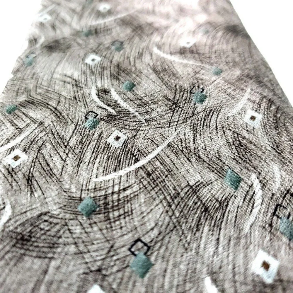 Pierre Cardin Silk‎ Tie Beige Abstract Wide